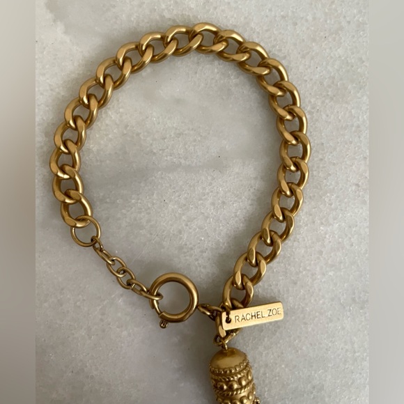 Rachel Zoe Chain & Tassel Bracelet -Gold tone. - Picture 2 of 5